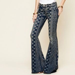 Free People White Printed Flares